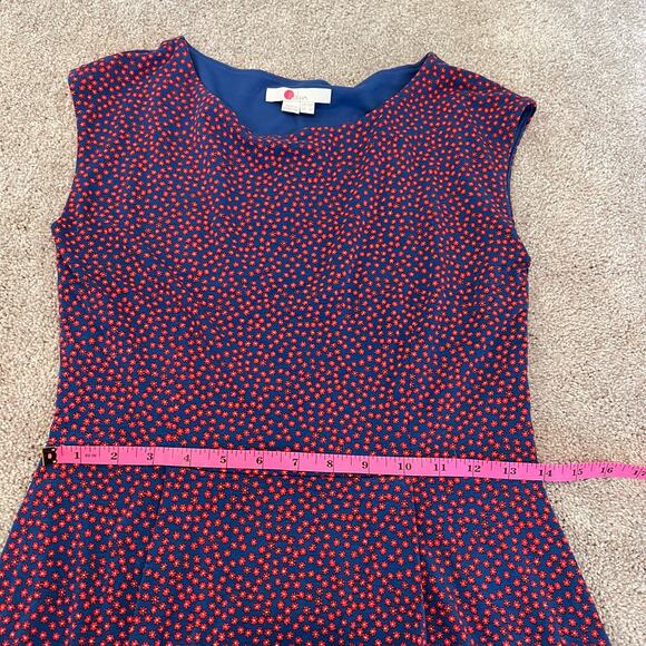 Boden Women's‎ Fit and Flare Dress High Neck Blue Red Flowers Size 6P - Picture 9 of 9